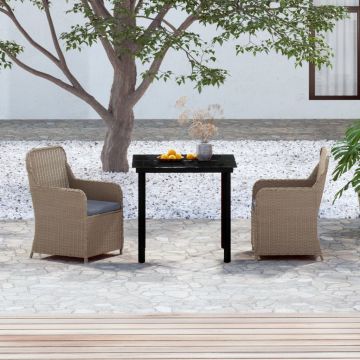 vidaXL Set mobilier de grădină, cu perne, 3 piese, maro