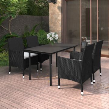 vidaXL Set mobilier de grădină cu perne 5 piese poliratan & sticlă