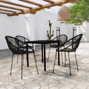 vidaXL Set de servit masa pentru grădină, 5 piese, negru