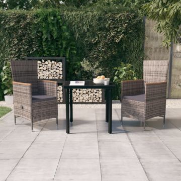 vidaXL Set mobilier pentru grădină, cu perne, 3 piese, gri