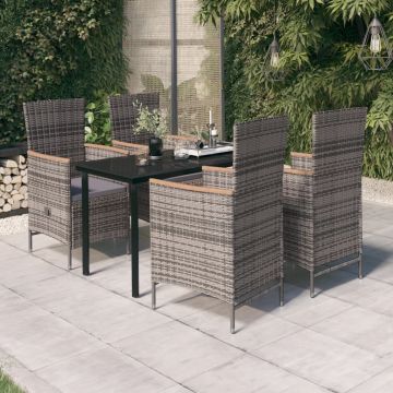 vidaXL Set mobilier pentru grădină, cu perne, 5 piese, gri