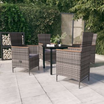 vidaXL Set mobilier pentru grădină, cu perne, 5 piese, gri