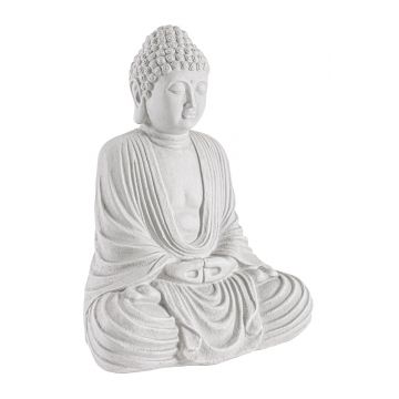 Decoratiune Pattaya Buddha Seated, Bizzotto, 33.5x25x42 cm, alb