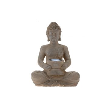 Lampa solara de gradina Buddha, 21x14x28 cm, argintiu