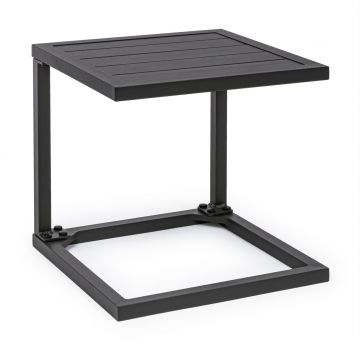 Masuta de cafea pentru gradina Hilde, Bizzotto, 40 x 40 x 45 cm, aluminiu, gri carbune