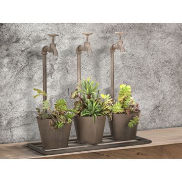 Set 3 ghivece cu suport din metal Triplo Maro, l49xA19xH48 cm Set 3 ghivece cu suport din metal Triplo Maro, l49xA19xH48 cm