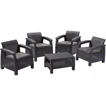 Set mobilier de gradina Corfu Quattro Grafit/ Gri-rece