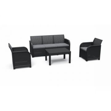 Set mobilier de gradina cu masa 5 locuri gri,KETER ROSALIE
