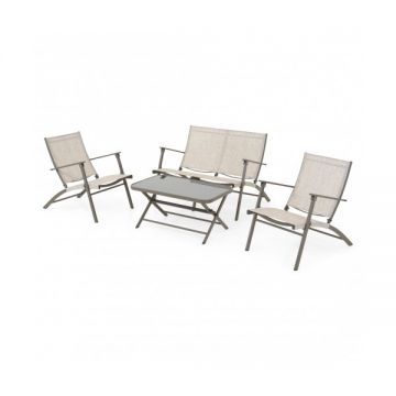 Set mobilier de terasa, 4 piese pliabile, WESTSHORE, gri