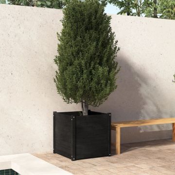 vidaXL Jardinieră de grădină, negru, 60x60x60 cm, lemn masiv de pin