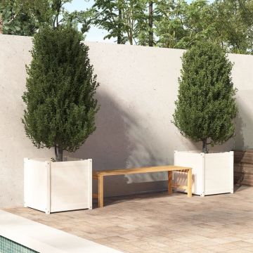 vidaXL Jardiniere de grădină 2 buc. alb 60x60x60 cm lemn masiv pin