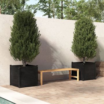 vidaXL Jardiniere de grădină 2 buc. negru 60x60x60 cm lemn masiv pin