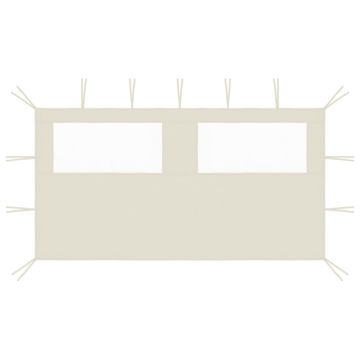 vidaXL Perete lateral foișor cu ferestre, crem, 4x2 m