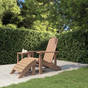 vidaXL Scaun de grădină Adirondack cu suport pentru picioare maro HDPE