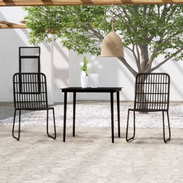 vidaXL Set de mobilier pentru grădină, 3 piese, negru