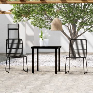 vidaXL Set de mobilier pentru grădină, 3 piese, negru