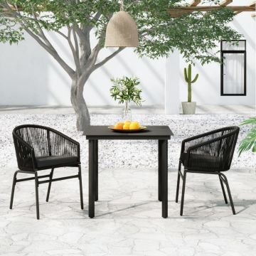 vidaXL Set de mobilier pentru grădină, 3 piese, negru