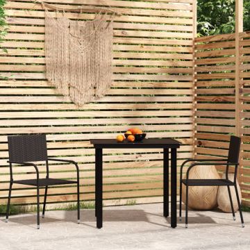 vidaXL Set de mobilier pentru grădină, 3 piese, negru