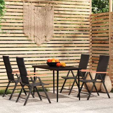 vidaXL Set de servit masa pentru grădină, 5 piese, negru