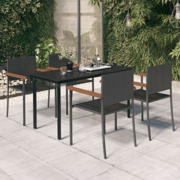 vidaXL Set de mobilier pentru grădină, 5 piese, negru vidaXL Set de mobilier pentru grădină, 5 piese, negru