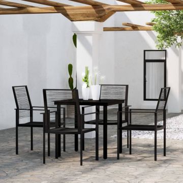 vidaXL Set de mobilier pentru grădină, 5 piese, negru