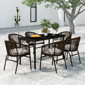 vidaXL Set de mobilier pentru grădină, 7 piese, maro