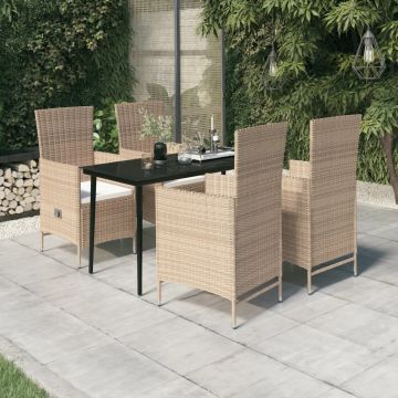 vidaXL Set de mobilier pentru grădină cu perne, 5 piese, bej