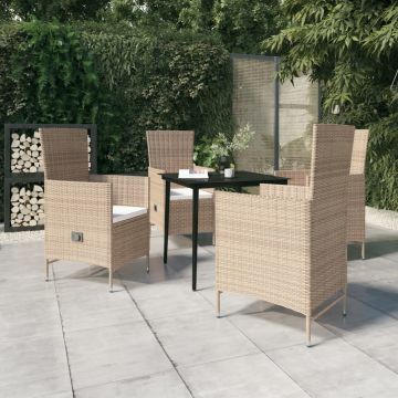 vidaXL Set de mobilier pentru grădină cu perne, 5 piese, bej
