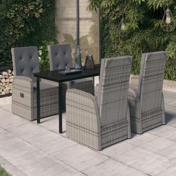 vidaXL Set de mobilier pentru grădină, cu perne, 5 piese, gri