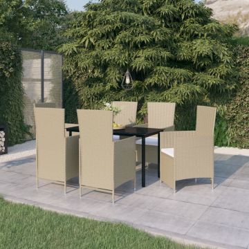 vidaXL Set de mobilier pentru grădină, cu perne, 7 piese, bej