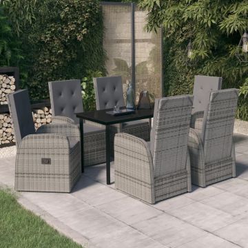 vidaXL Set de mobilier pentru grădină, cu perne, 7 piese, gri