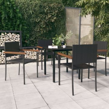 vidaXL Set de servit masa pentru grădină, 5 piese, negru