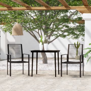 vidaXL Set mobilier de grădină, 3 piese, negru