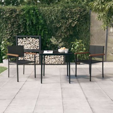 vidaXL Set mobilier de grădină, 3 piese, negru