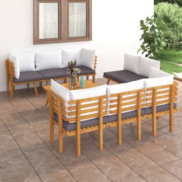 vidaXL Set mobilier de grădină cu perne, 8 piese, lemn masiv de acacia