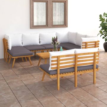 vidaXL Set mobilier de grădină cu perne, 9 piese, lemn masiv de acacia