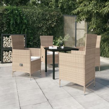 vidaXL Set mobilier pentru grădină cu perne, 5 piese, bej