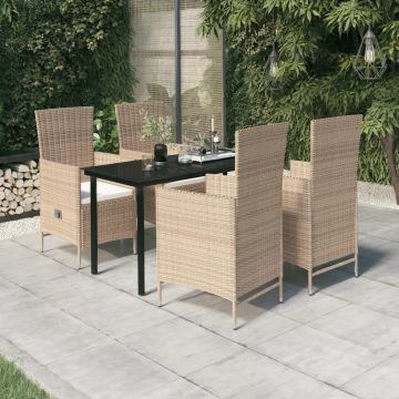 vidaXL Set mobilier pentru grădină cu perne, 5 piese, bej