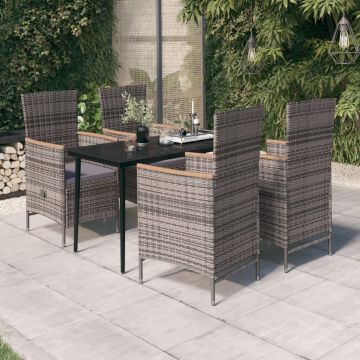 vidaXL Set de mobilier pentru grădină, cu perne, 5 piese, gri