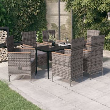vidaXL Set mobilier pentru grădină cu perne, 7 piese, gri