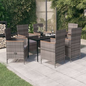 vidaXL Set de mobilier pentru grădină, cu perne, 7 piese, gri