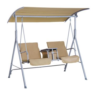 Balansoar de Gradina Outsunny 2 Locuri, Metal 175x112x165cm Bej | Aosom Romania