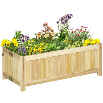 Jardiniera din Lemn Pliabila de Exterior Outsunny, Inchisa ermetic cu Baza de Scurgere, 70x30x25cm | Aosom Ro