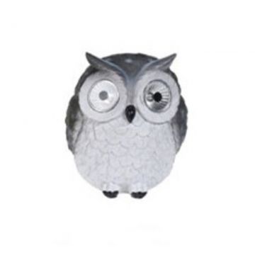 Lampa solara Owl, 14x14.5x15.5 cm, poliston, gri inchis