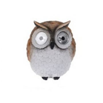 Lampa solara Owl, 14x14.5x15.5 cm, poliston, maro