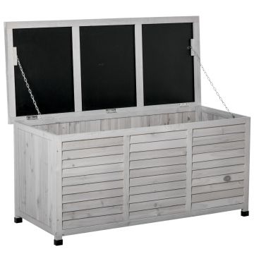 Outsunny Banca Conteiner de depozitare pentru extern si Gradina in Lemn, Gri 127Lx56Lx60Hcm | Aosom Romania
