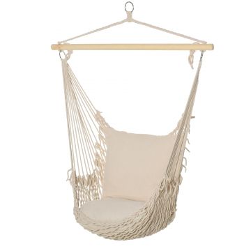 Outsunny Hamac de Gradina din Franghie Shabby Chic pentru Interior si Exterior Alb