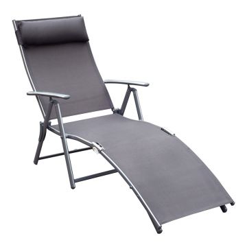 Outsunny Sezlong Relax Pliabil Schelet in Metal 137x63.5x100.5cm Gri