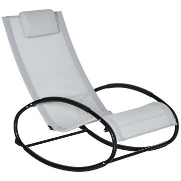 Sezlong cu Gravitate Zero Outsunny, Balansoar Ergonomic cu Perna si Tesatura Gri | Aosom RO