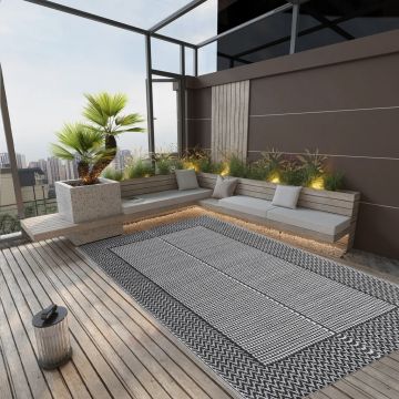 vidaXL Covor de exterior, negru, 140x200 cm, PP